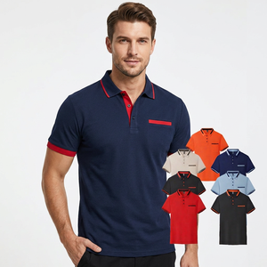 Camiseta de golf de algodón sólido al por mayor para hombre, manga corta, negra, con logo en contraste, ajuste slim, anti-bolitas - Product Image 4