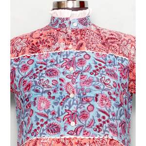 Vestido Mini de Verano con Estampado Floral, Cuello Redondo, Manga Corta, Tejido de Algodón Orgánico Cómodo, Detalle de Botones, Estilo Casual de Playa Hindú - Product Image 2