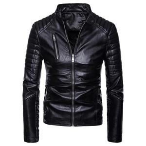 แจ็กเก็ตหนังเนื้อบางสำหรับผู้ชายปกตั้งย้อมสีสำหรับฤดูหนาวแฟชั่นไฮสตรีท - Product Image 1