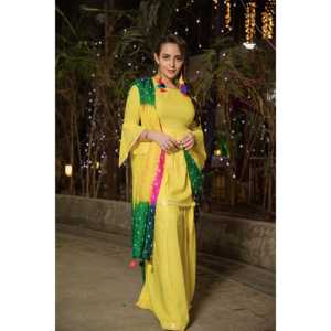 Conjunto de Traje de Satén de Rayón Amarillo Abejorro para Mujer, Talla XS - Product Image 2