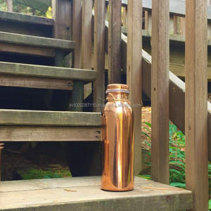 Handcrafted copper <b>water</b> <b>bottle</b> with multicolor enamel floral design and timeless beauty for home use and conscious hydration - Product Image 3