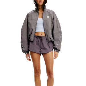 Women Reflective Piping Windbreaker Shorts Set <b>Lightweight</b> Athletic Zip Up Run Outerwear Reflective Windbreaker <b>Jacket</b> for men - Product Image 3
