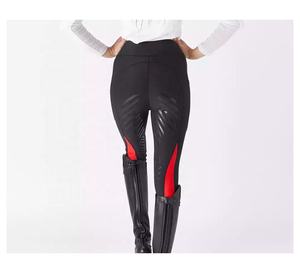 Pantalones de Montar de Cintura Alta para Mujer, Largos, Negros con Franja Lateral Roja, Spandex y Nailon, Elásticos en Cuatro Direcciones, Pantalones de Equitación 2026 - Product Image 1