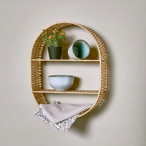 Handcrafted Rattan Round Wall <b>Shelf</b> Decorative Storage <b>Rack</b> for Living Room and Bedroom Wholesale - Product Image 2