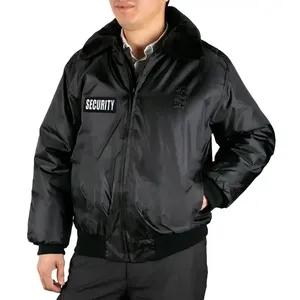 High Quality <b>Hooded</b> Spring Windbreaker SECURITY Bomber <b>Jacket</b> Men Warm Outwear Security Guard Uniform <b>Rain</b> <b>Jacket</b> - Product Image 2