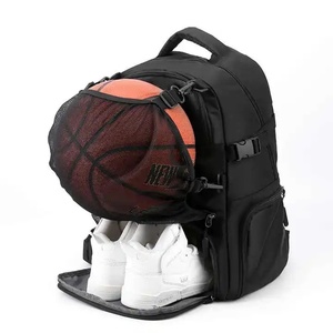 Team Logo Nylon Basketball <b>Backpack</b> OEM Custom Sports Bag with Mesh Ball Holder Durable 30-40L Outdoor Basketball <b>Backpack</b> - Product Image 1