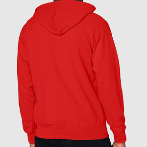 Sudadera con capucha clásica de color rojo brillante para hombre, cómoda para el día a día, estilo urbano y moderno, para uso casual. - Product Image 3