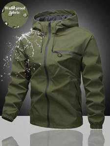 Veste pour homme avec poche avant, coupe-vent, hiver, décontractée, épaisse, rembourrage en polyester, col rabattu, coupe régulière - Product Image 3
