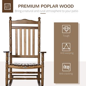 Sedia a dondolo tradizionale in legno marrone con schienale alto per interni/esterni - Product Image 6