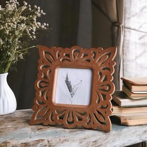 Photo <b>Frame</b> | Picture <b>Frame</b> | Wooden Table Top Pack Of One Antique Style Elegantly Hand Crafted Floral Carving <b>Frame</b> - Product Image 4