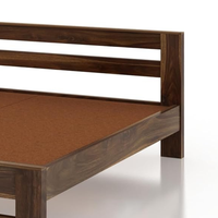 Base de Cama Plegable Hecha a Mano con Acabado en Teca, Tamaño King, Diseño Bohemio Moderno con Soporte de Láminas de Madera Ajustable