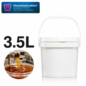 Cubo de Plástico de Grado Alimenticio de 3.5L con Asa y Tapa para Envasar Jarabe, Miel y Alimentos Líquidos, Contenedor de Alimentos a Prueba de Fugas - Product Image 1