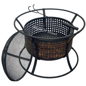 Brasero de luxe en fer avec peinture résistante à la chaleur, design autoportant, chauffage extérieur au charbon/bois - Product Image 1