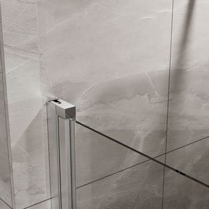 Porta Doccia Scorrevole Goodyo 34"x72" in Vetro Temperato, Spessore 1/4 di Pollice, Finitura Cromata, Design Semi Senza Telaio con Perno Girevole - Product Image 3