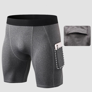 Men <b>Compression</b> <b>Shorts</b> Solid Color Spandex Polyester Quick Dry Sporty Style With Pockets Mid Waist <b>Short</b> Length - Product Image 3
