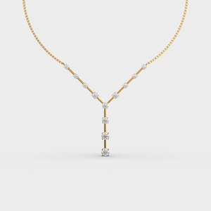 Collier de luxe en or avec pendentif en Y, diamant Moissanite taille ronde, collier minimaliste à pendentif, bijoux élégants pour mariage, cadeau - Product Image 4