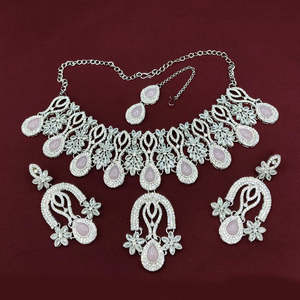 Classic Crystal Stone Necklace Set <b>for</b> <b>Women</b> Elegant Geometric Sparkling Jewelry Matching Earrings <b>for</b> Weddings Parties - Product Image 3
