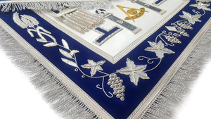 Tablier de Maître Ancien Maître de Loge Maçonnique Personnalisé Bleu - Broderie à la Main Or et Argent, Vente en Gros pour Loges - Product Image 2