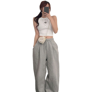 เสื้อกล้ามครอปผู้หญิง ผ้าฝ้ายริบสีขาว สำหรับฤดูร้อน ขายส่ง เสื้อแขนกุดลำลอง ยืดหยุ่นได้ - Product Image 3