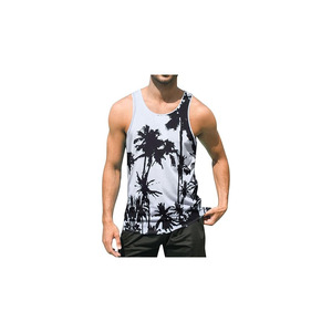 Camiseta sin mangas para hombre, de playa, verano, manga corta, con estampado gráfico, de secado rápido, con logo frontal sublimado, para gimnasio y entrenamiento. - Product Image 6