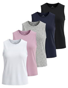 Camiseta sin mangas rosa para mujer, cuello redondo, satén, bordado 3D, secado rápido, transpirable, tejido de punto, color liso, deportiva - Product Image 6