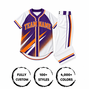 Ensemble de maillots de baseball personnalisables à manches courtes, impression par sublimation, polyester respirant, uniforme pour adultes, nom de l'équipe imprimé - Product Image 4