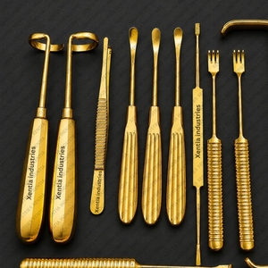 Ensemble d'instruments de chirurgie rhinoplastique en acier inoxydable plaqué or pour la récolte du cartilage costal et la raspatation des côtes, certifié CE - Product Image 6