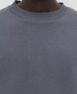 <b>Men's</b> Oversized Long Sleeve O-Neck Sweatshirt Solid Color Casual Knitted 100% Cotton Regular Fit Gray available in various color - Product Image 6