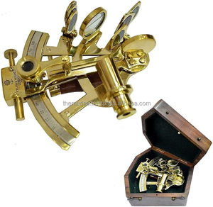 Sextant nautique en laiton brillant 4 "Antique Kelvin & Hughes London 1917 fait à la main avec boîte en bois article cadeau à collectionner - Product Image 2