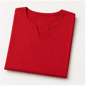 Camiseta Roja para Mujer, Cuello en V, Manga Corta, Corte Regular, WTS-0087 - Product Image 6