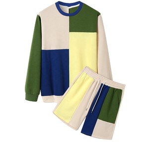 High Quality Summer Fashion Short <b>Set</b> for Men Custom logo StreetWear Men's Short <b>Set</b> Casual Outerwear Color Block Short <b>Set</b> Men - Product Image 1