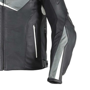 Blouson moto en cuir PU noir pour homme, col montant, fermeture éclair, style motard, coupe classique, idéal pour l'automne - Product Image 2