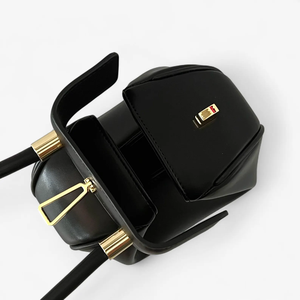 Black Royaa Women's Handbag with Smooth Finish Elegant Luxurious Design Genuine Leather up to 1L Capacity <b>Shoulder</b> <b>Strap</b> Fashion - Product Image 5