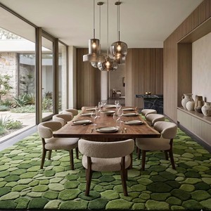 Modern Green Pebble Area Rug Plush Moss <b>Stone</b> Pattern Hand Tufted Carpet Soft Nature Inspired Living Room Bedroom Floor Decor - Product Image 3