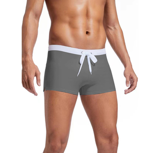 Short de bain noir uni pour homme, taille mi-haute, cordon de serrage, séchage rapide, écologique, respirant, en toile, décontracté, pour la plage en été - Product Image 2