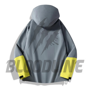 Chaqueta Cortavientos Blanca de Manga Larga para Hombre con Estampado de Rayos Grises para Todas las Temporadas - Product Image 6