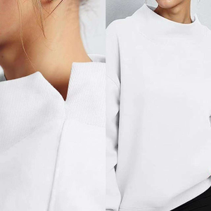 Custom Front Logo Unisex Autumn Casual Oversized <b>Pullover</b> <b>Jumper</b> Long Sleeves Drop Shoulder Mock Neck Sweatshirt - Product Image 6