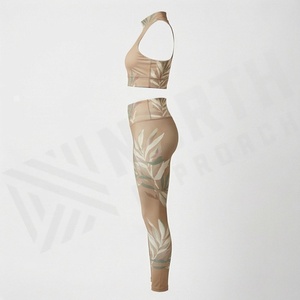 Conjunto de Yoga Personalizado al por Mayor para Mujer, Leggings con Estampado por Sublimación, Sujetador Deportivo, Ropa de Gimnasio, Ropa Deportiva, Tops de Fitness - Product Image 3