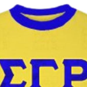เสื้อยืดคอกลมแขนสั้นสีน้ำเงิน เหลือง ดำ สำหรับผู้หญิง ลายตัวอักษร Sigma Gamma Rho ผ้าซาติน  แบบสั่งทำพิเศษสำหรับชมรมนักศึกษากรีก - Product Image 6