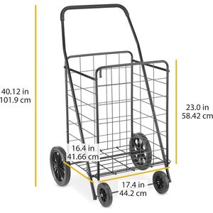 Carrello della spesa pieghevole extra large con ruote, capacità 45 kg, telaio in acciaio, maniglia in schiuma, carrello multiuso per la spesa - Product Image 4