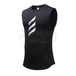 เสื้อกล้ามออกกำลังกายผู้ชาย โพลีเอสเตอร์ ระบายอากาศ แห้งเร็ว สวมใส่สบาย ไม่มีแขน  โลโก้ด้านหน้า  ไซส์ใหญ่  รับออกแบบตามสั่ง บริการ OEM - Product Image 2