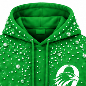 Sweat à capuche unisexe vert perlé avec cordon de serrage, poche kangourou, style streetwear décontracté et personnalisable - Product Image 3