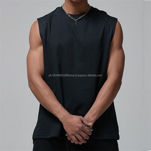 เสื้อกล้ามออกกำลังกายผู้ชาย ผ้าฝ้ายถัก แบบไม่มีแขน - Product Image 2