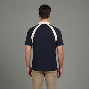 Polo de hombre moderno 100% algodón, 180 g/m², grueso, con logotipo personalizado por transferencia térmica, de dos tonos, tejido de punto, de secado rápido, estilo urbano. - Product Image 5