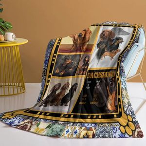 Cute Dachshund Fleece Throw Blanket Soft Cozy Fluffy Warm Fuzzy Cartoon for Dachshund Dog Lovers - Product Image 1