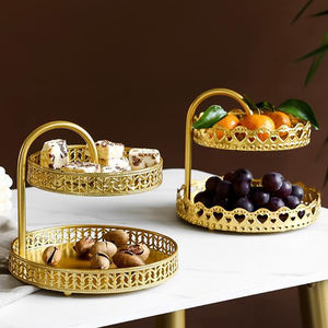 <b>Decorative</b> Gold Iron Dessert <b>Cake</b> Stand with <b>Flower</b> Border for Wedding Birthday Anniversary Buffet Display and Home <b>Decor</b> - Product Image 3