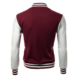 Veste universitaire personnalisée en gros pour hommes et femmes, corps en laine, manches en cuir PU, boutons-pression, veste bomber universitaire, personnalisation OEM - Product Image 4