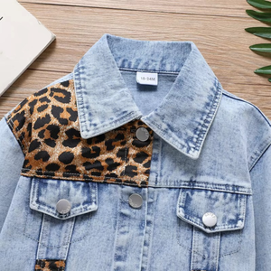 Autumn Fashion Kids Boys Girls Leopard Denim <b>Jacket</b> Children Long Sleeve Pocket Coat - Product Image 1