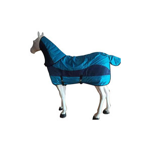 Navy Blue Horse Rug With <b>Red</b> Trim Nylon <b>Material</b> All Weather Protection - Product Image 3