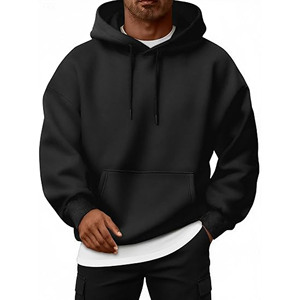 Sweat-shirt à capuche surdimensionné doublé polaire pour homme, sweat-shirt à capuche avec poche à cordon de serrage, décontracté, pour la salle de sport et l'entraînement, automne-hiver - Product Image 1